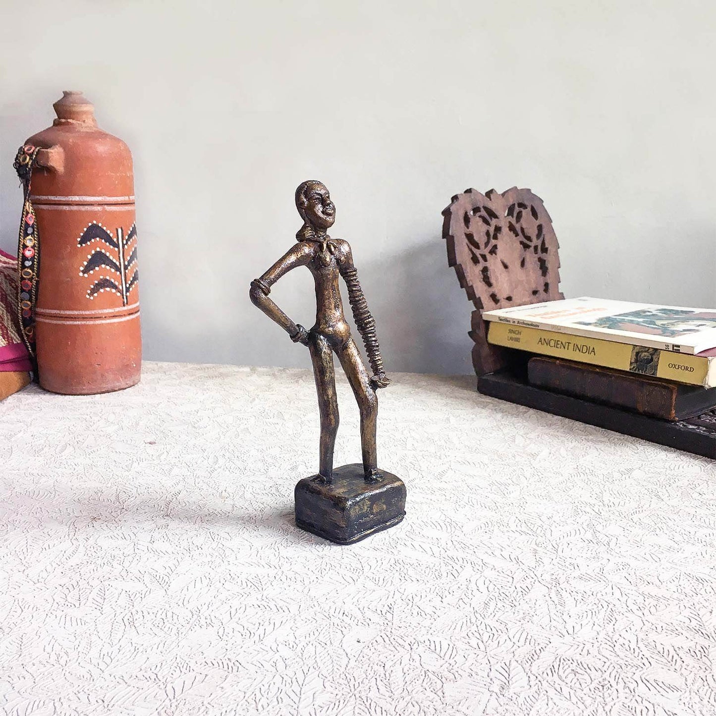Dhokra Harappan Dancing Girl Statue -  Vintage Art collectible for Home Decor and Gifting 