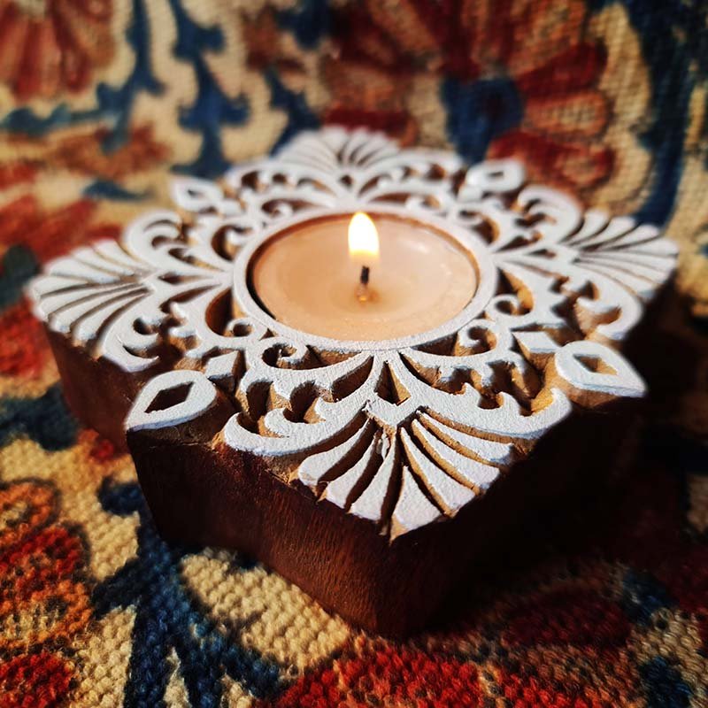 Square Tealight Holder - Wooden Art & Craft for Gift & Decor