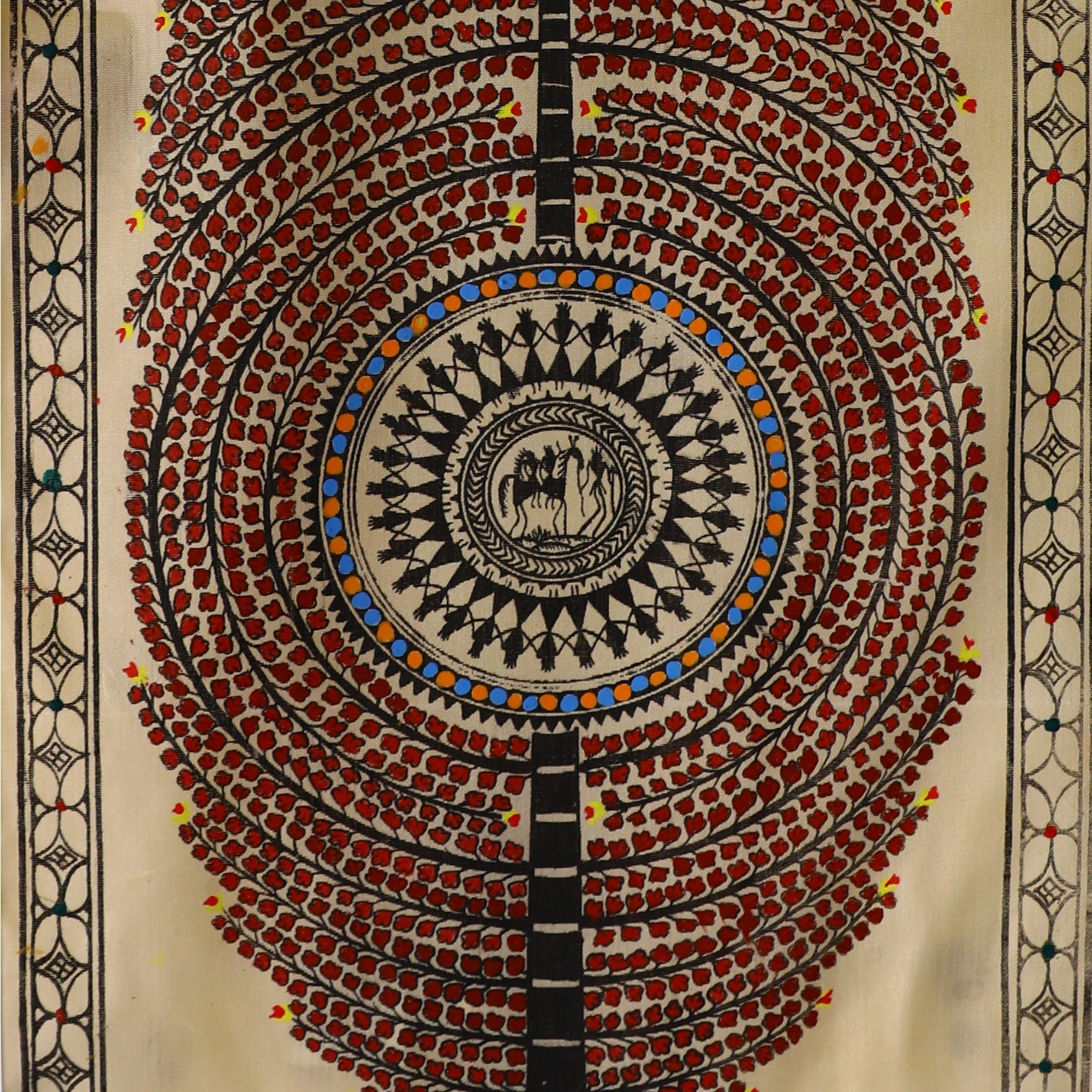 Handcrafted Mahogany Tussar Pattachitra