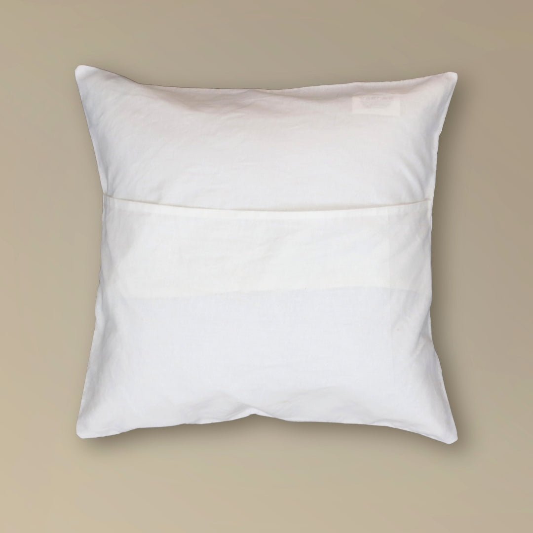Applique Work Cotton Cushion Cover in Off-White (Set of 1/2/4) | 16 x 16 inches | Handmade