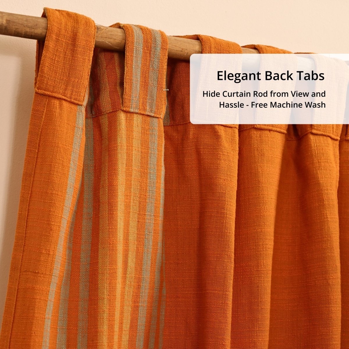 Apricot Rust Cotton Door Curtain | Length 7ft | Marigold Collection