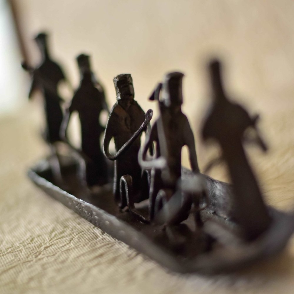 Handmade wrought iron boat inspired by Bastar tribal art