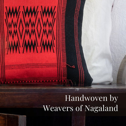 Black & Red Tribal Handwoven Cushion Cover
