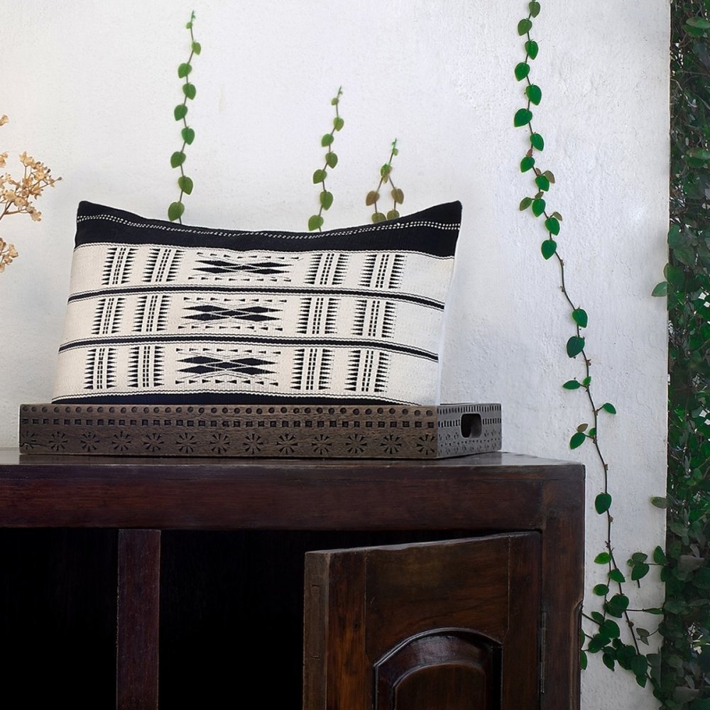 Monochrome Rectangular Handwoven Cushion Cover