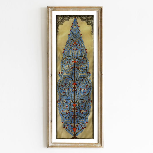 Cerulean Tussar Pattachitra painting: traditional artwork