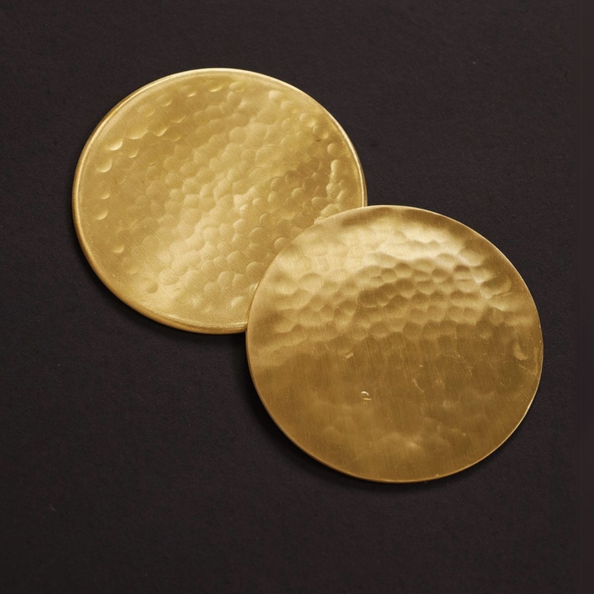 Brass Coasters - Set of 4/6 - Matt Finish Hammered Table Coasters For Drinks | Kitchen Decor Items