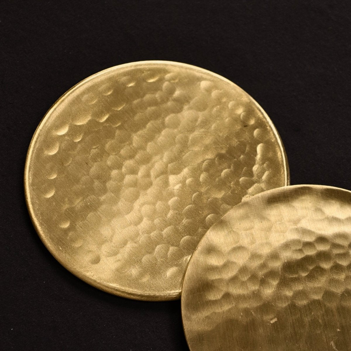 Brass Coasters - Set of 4/6 - Matt Finish Hammered Table Coasters For Drinks | Kitchen Decor Items