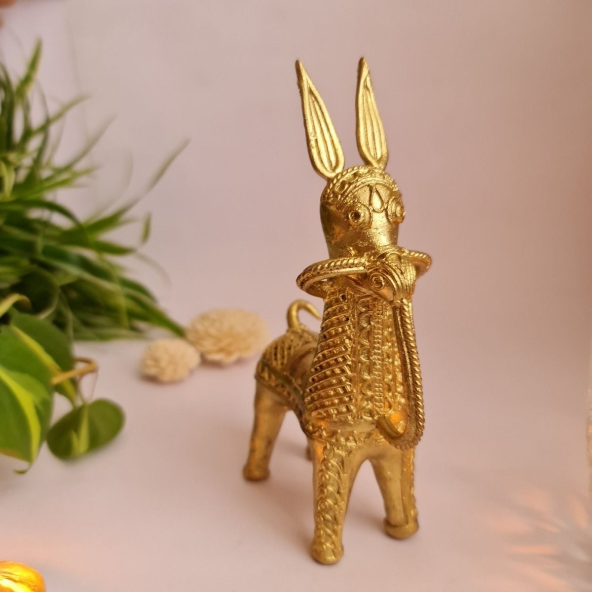 Dhokra Brass Horse Statue for Table Decor