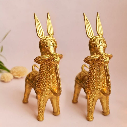 Brass Metal Horse Figurine Statue Set of 2