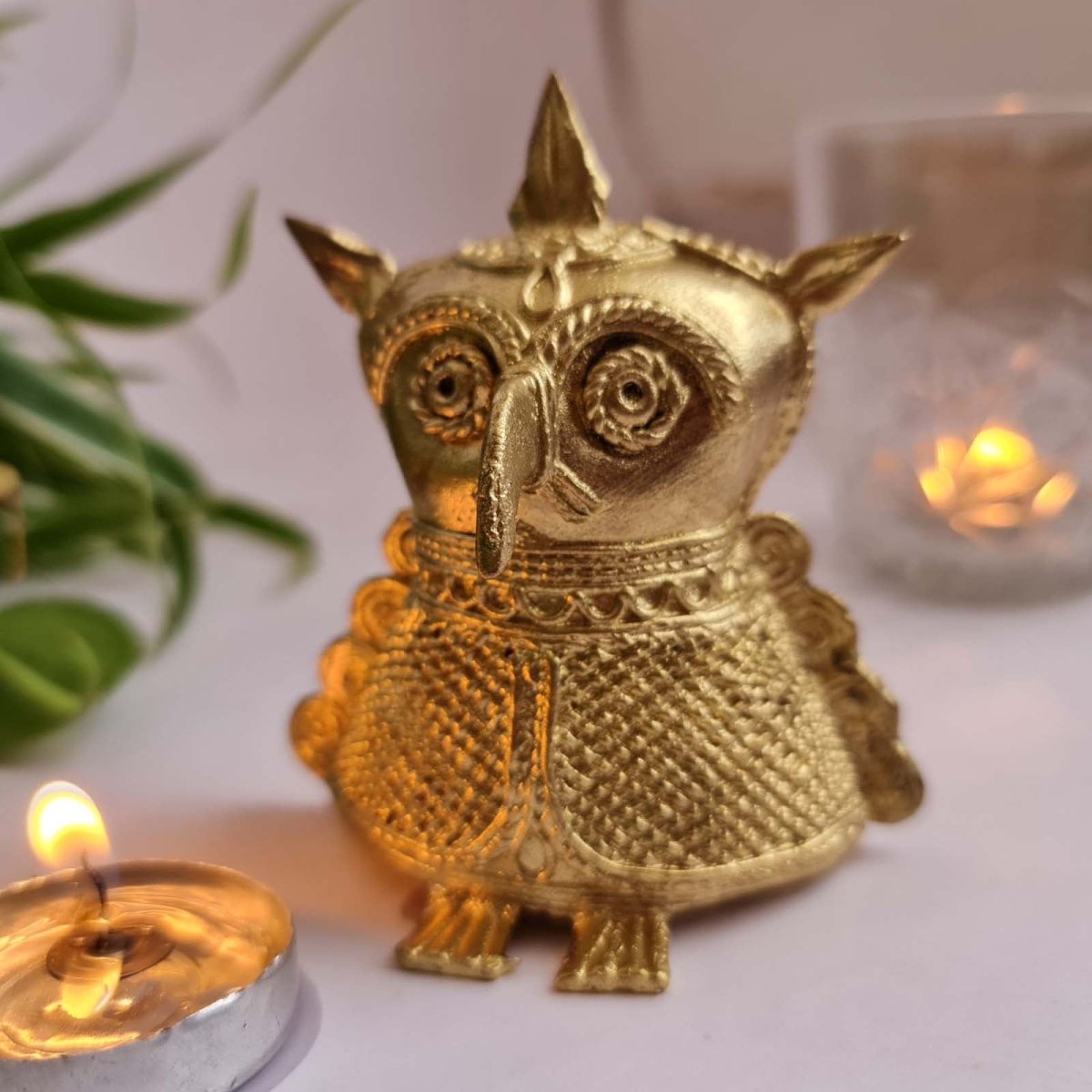Brass Dhokra Owl Showpiece | Home Decor Handmade In India | Gift