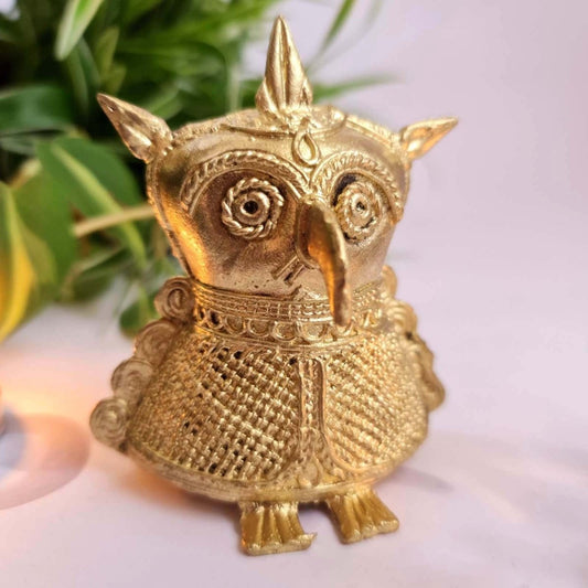 Brass Dhokra Owl Showpiece | Home Decor Handmade In India | Gift