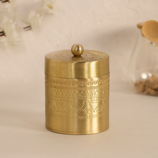 Brass Jar with Lid for Tea, Sugar and Spice in Kitchen Use | Handmade in India