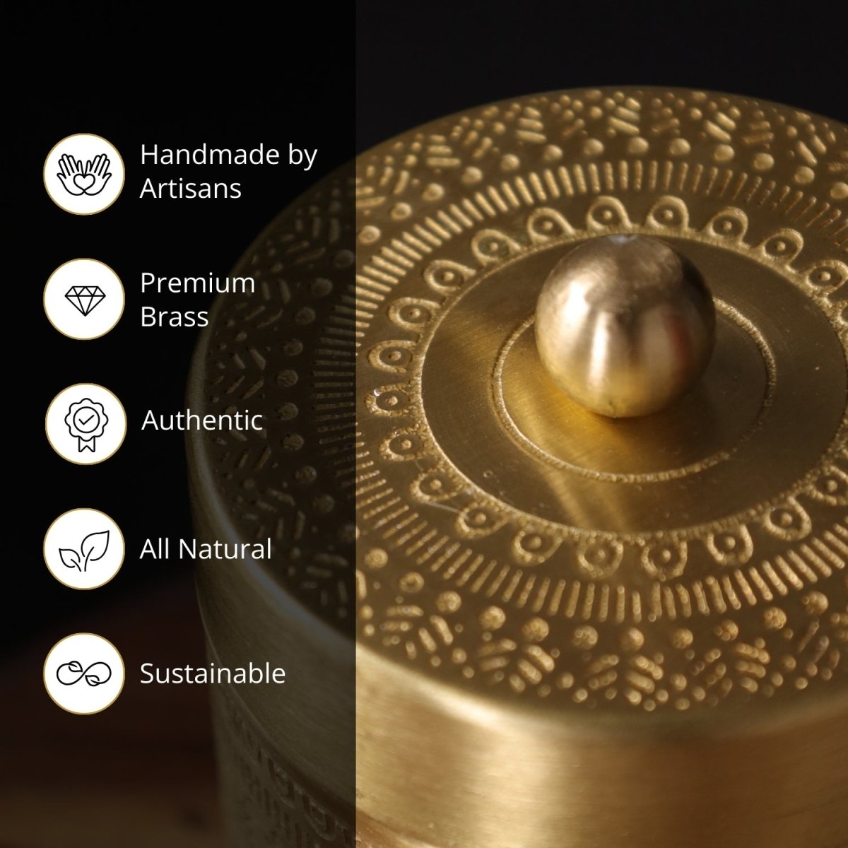 Brass Jar with Lid for Tea, Sugar and Spice in Kitchen Use | Handmade in India