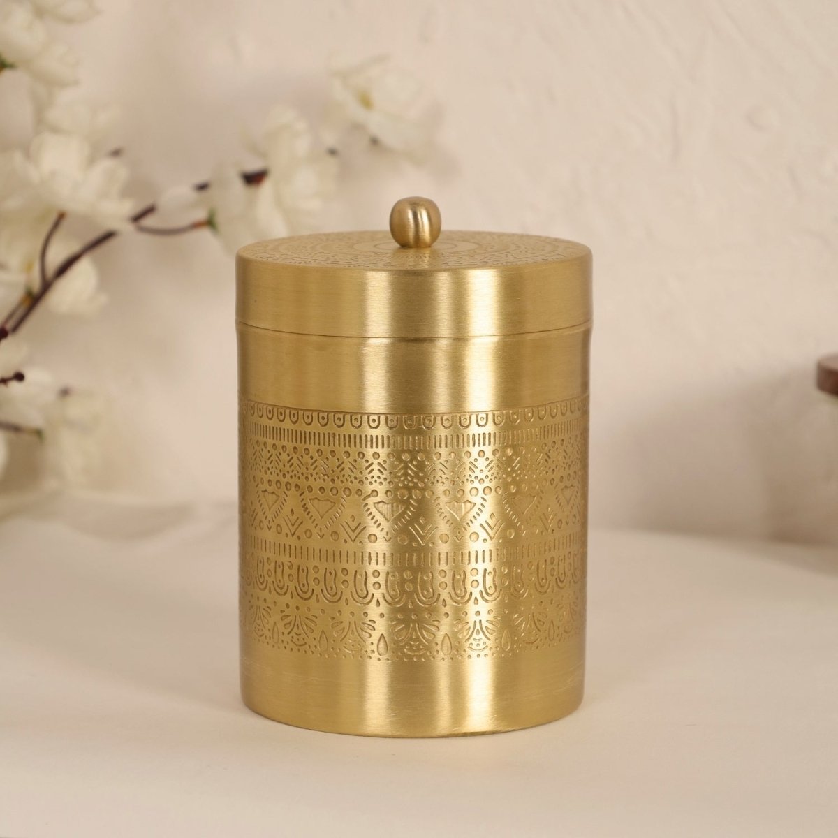 Brass Jar with Lid for Tea, Sugar and Spice in Kitchen Use | Handmade in India