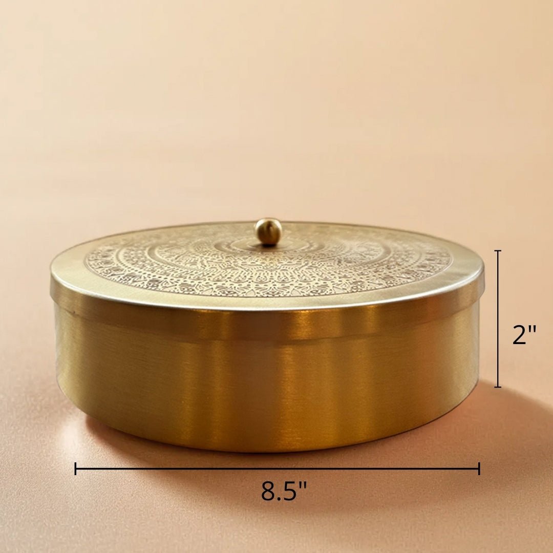 Brass Masala Box - Spice, Masala Storage Organizer Masala Dabba for Everyday Kitchen Use | Handmade in India