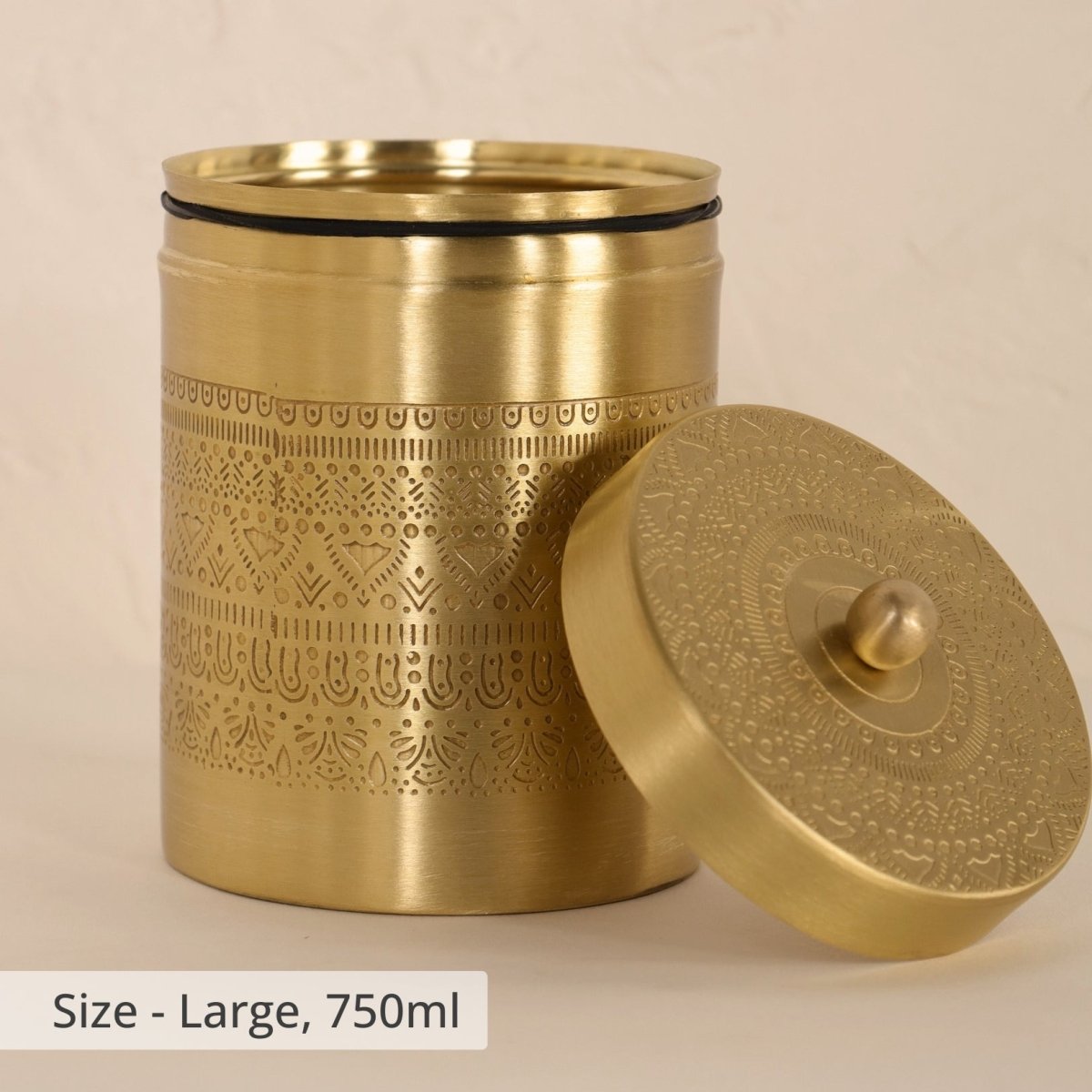 Brass Storage Jar/Container with Lid for Tea, Sugar and Spice in Kitchen Use| Combo | Handmade in India