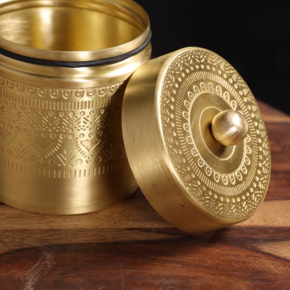 Brass Storage Jar/Container with Lid for Tea, Sugar & Spice in Kitchen Use | Set of 2 | Handmade in India