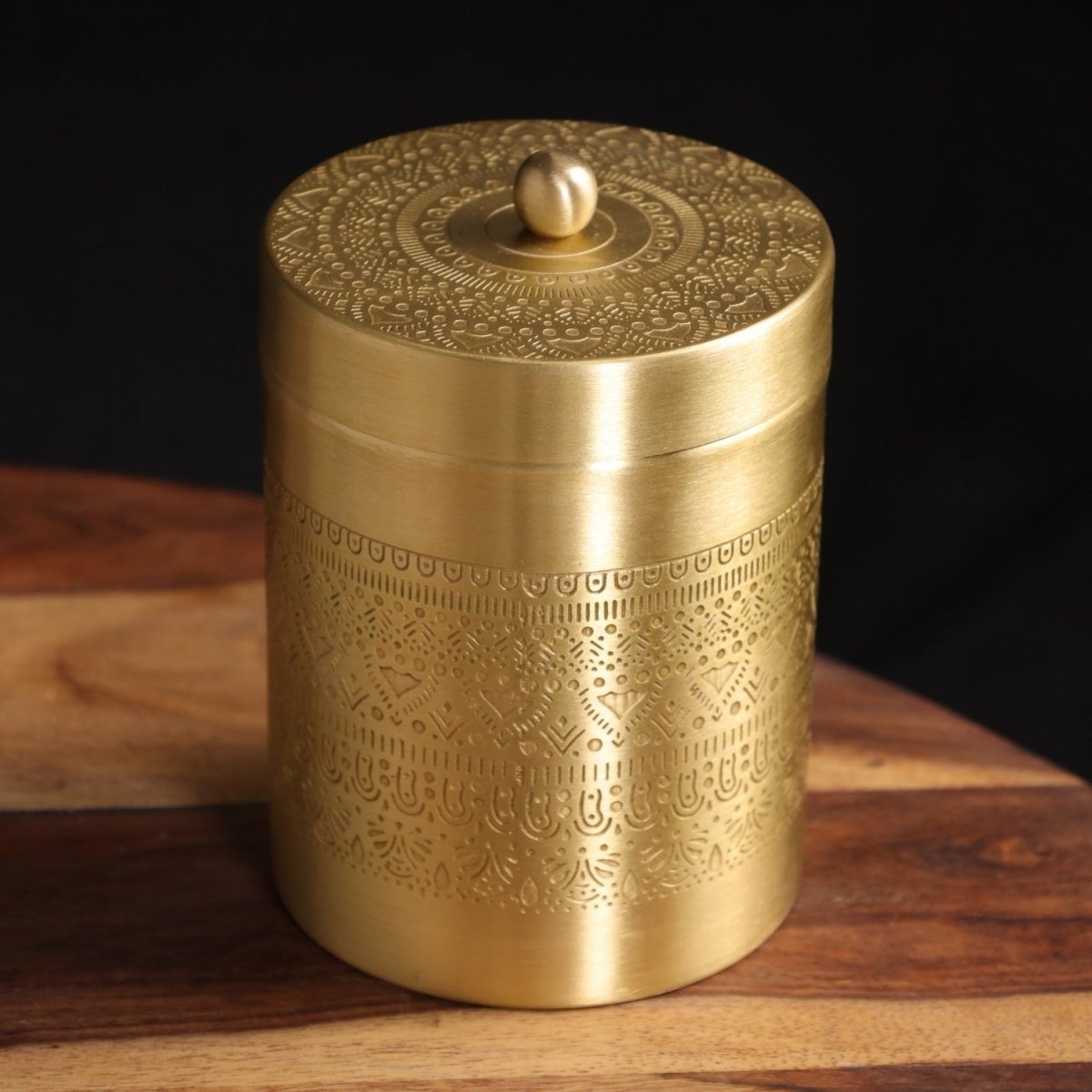 Brass Storage Jar/Container with Lid for Tea, Sugar & Spice in Kitchen Use | Set of 2 | Handmade in India