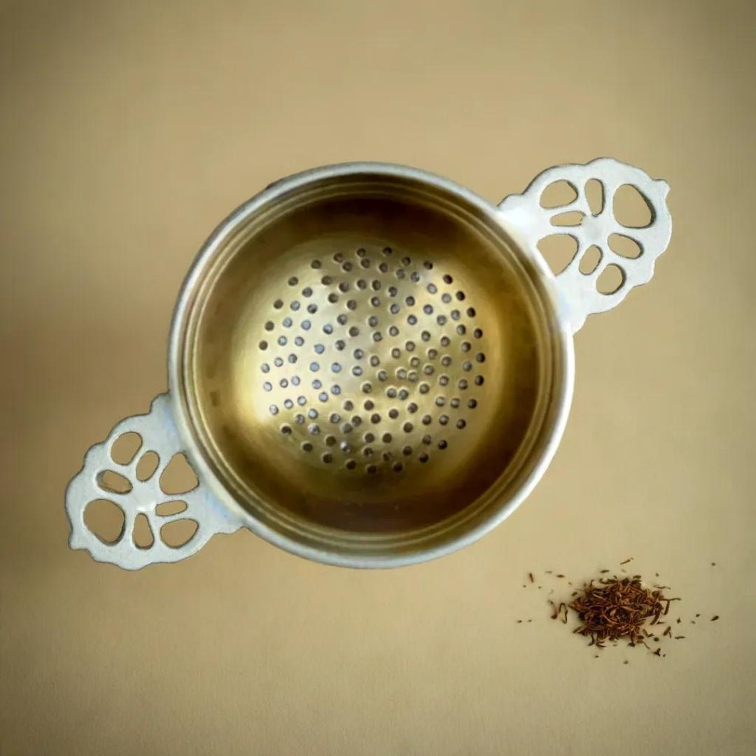 Brass Tea Strainer & Bowl For Everyday Luxury Kitchen Usage | Handmade In India