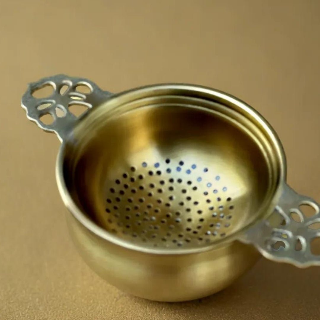 Brass Tea Strainer & Bowl For Everyday Luxury Kitchen Usage | Handmade In India