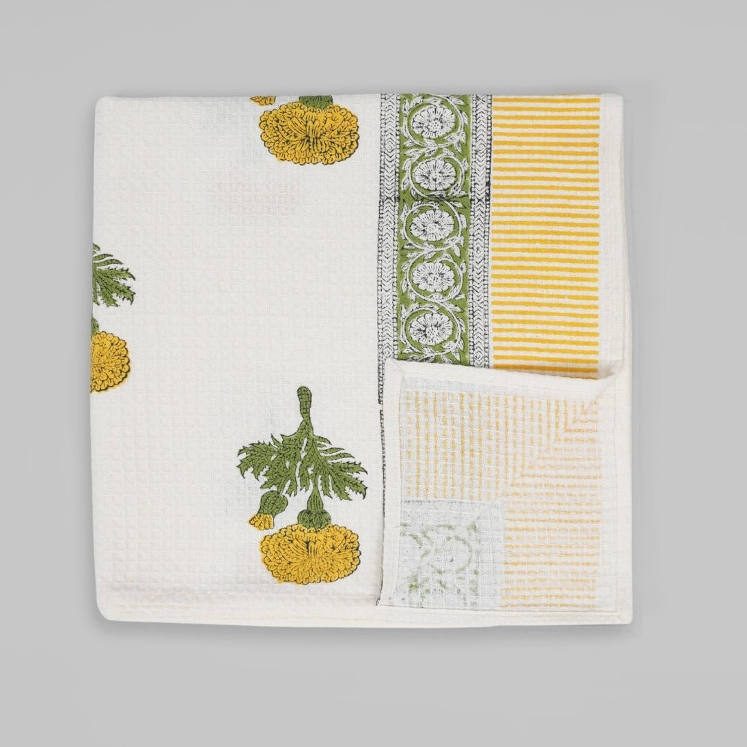Bath & Hand Towels Handprinted  with Marigold Pattern