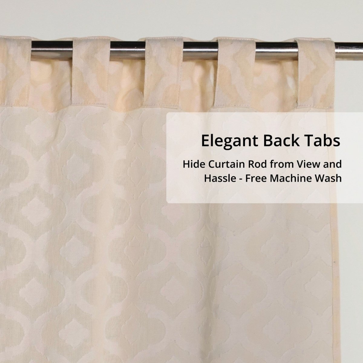 Cotton Semi Sheer Window Curtains |5 and 7 Feet | Handwoven Beige and White Cutwork| Handmade In India