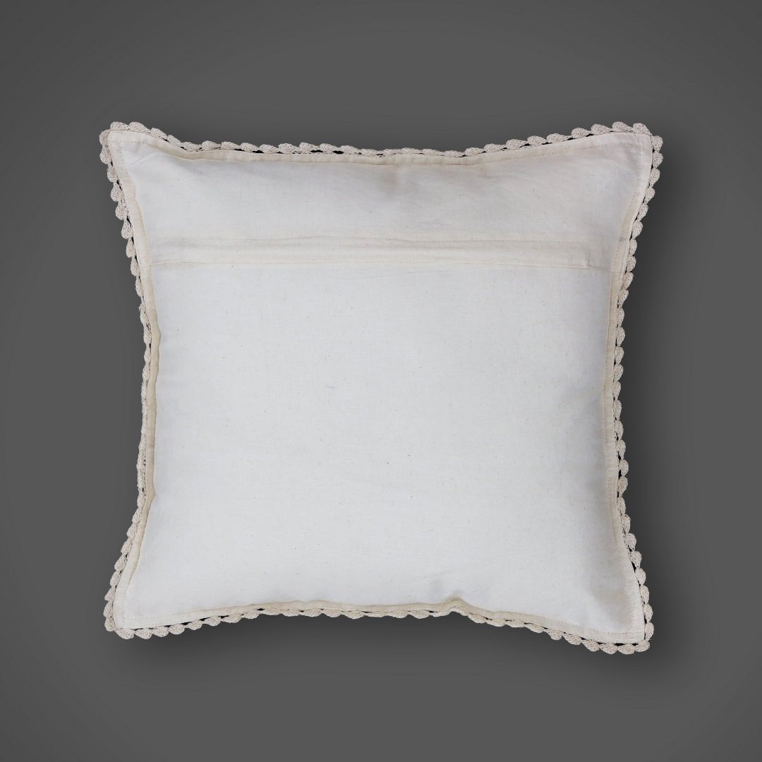 Crochet Cotton Cushion Cover in White Set of 1 2 and 4 | 16 x 16 inches | Handmade