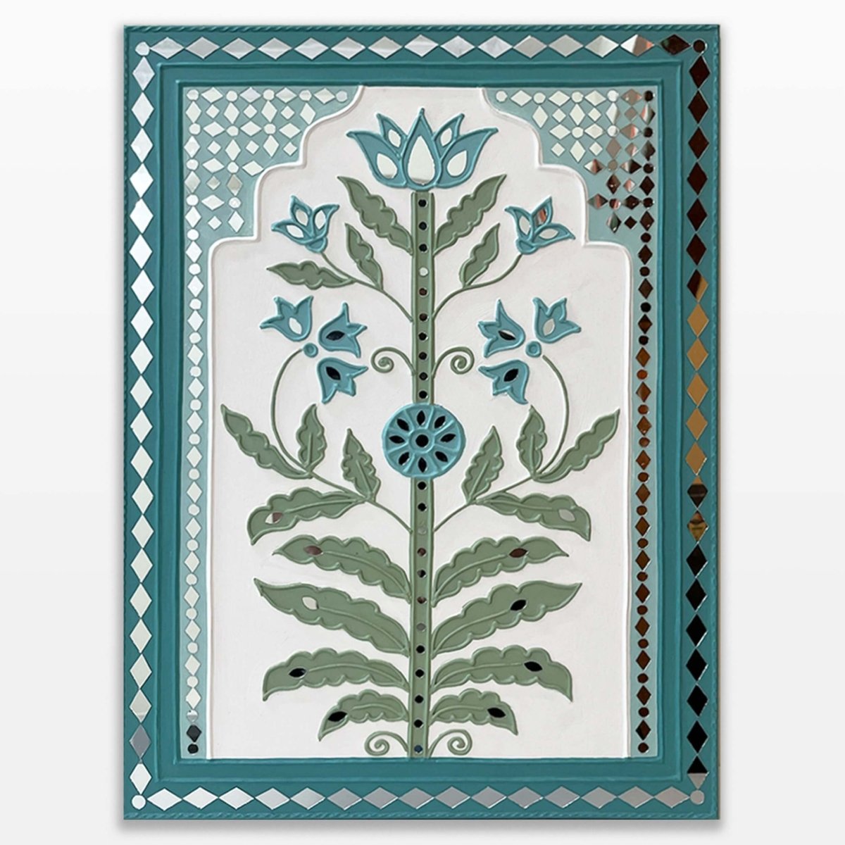 Handmade desert oasis mud art wall hanging, adding a serene and rustic touch to your decor
