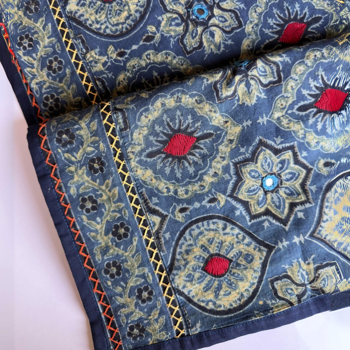 Dining Table Runner in Cotton with Block Print Blue | Eco Friendly Tableware Sustainably Crafted from Pure Cotton | Handmade In India