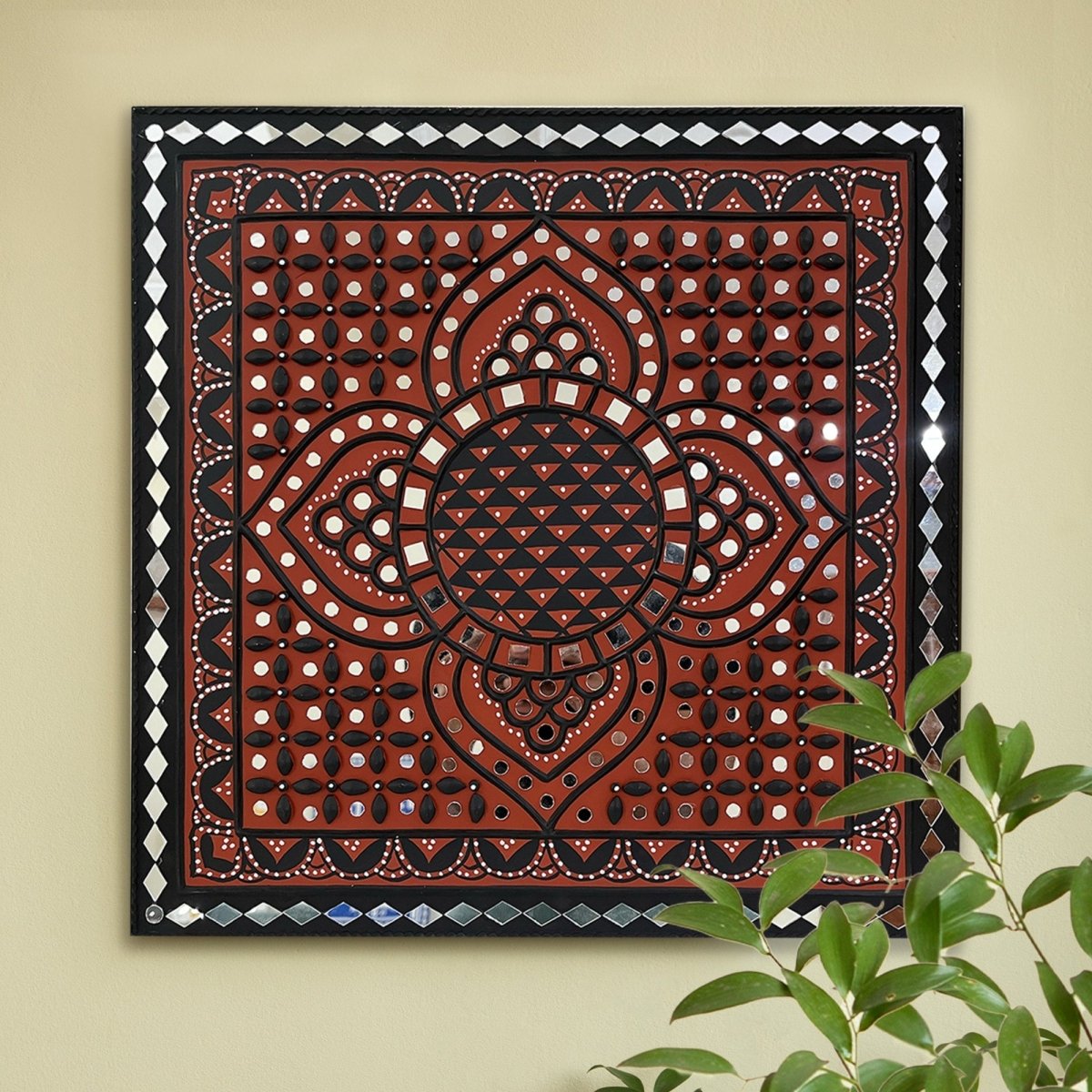 Decorative earthen sparkle handmade mud art wall hanging, perfect for adding a natural charm 