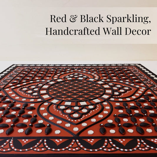 Earthen sparkle handmade mud art wall hanging, featuring a rustic design with a touch of elegance