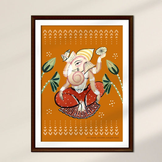 Festive Kalighat Wall Painting Of Ganesha