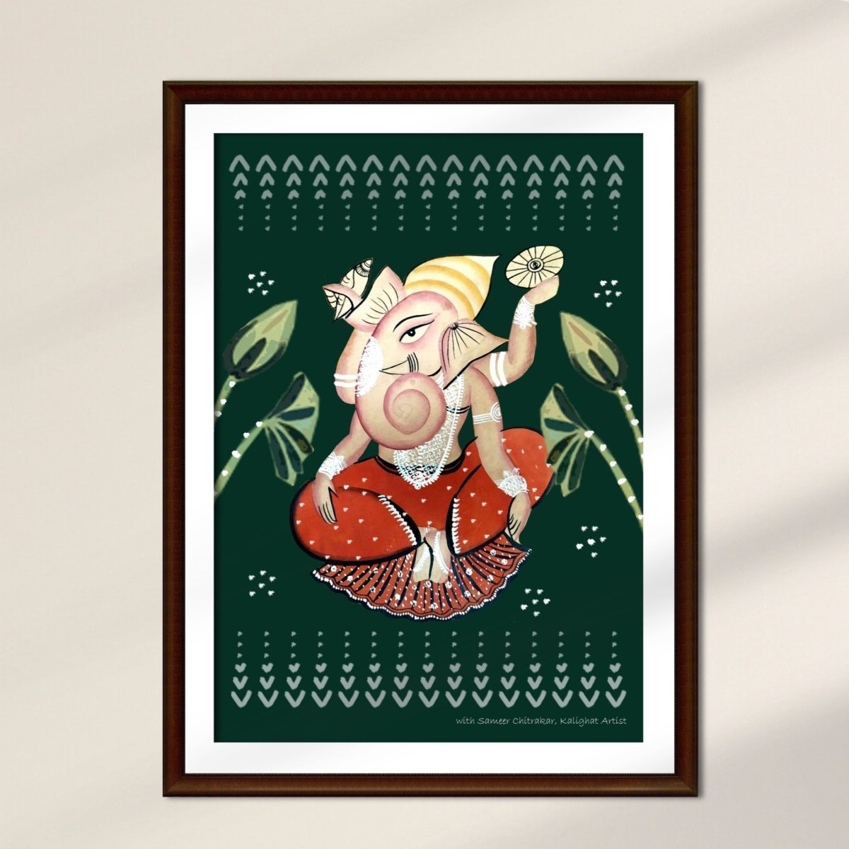 Festive Kalighat Wall Painting Of Ganesha