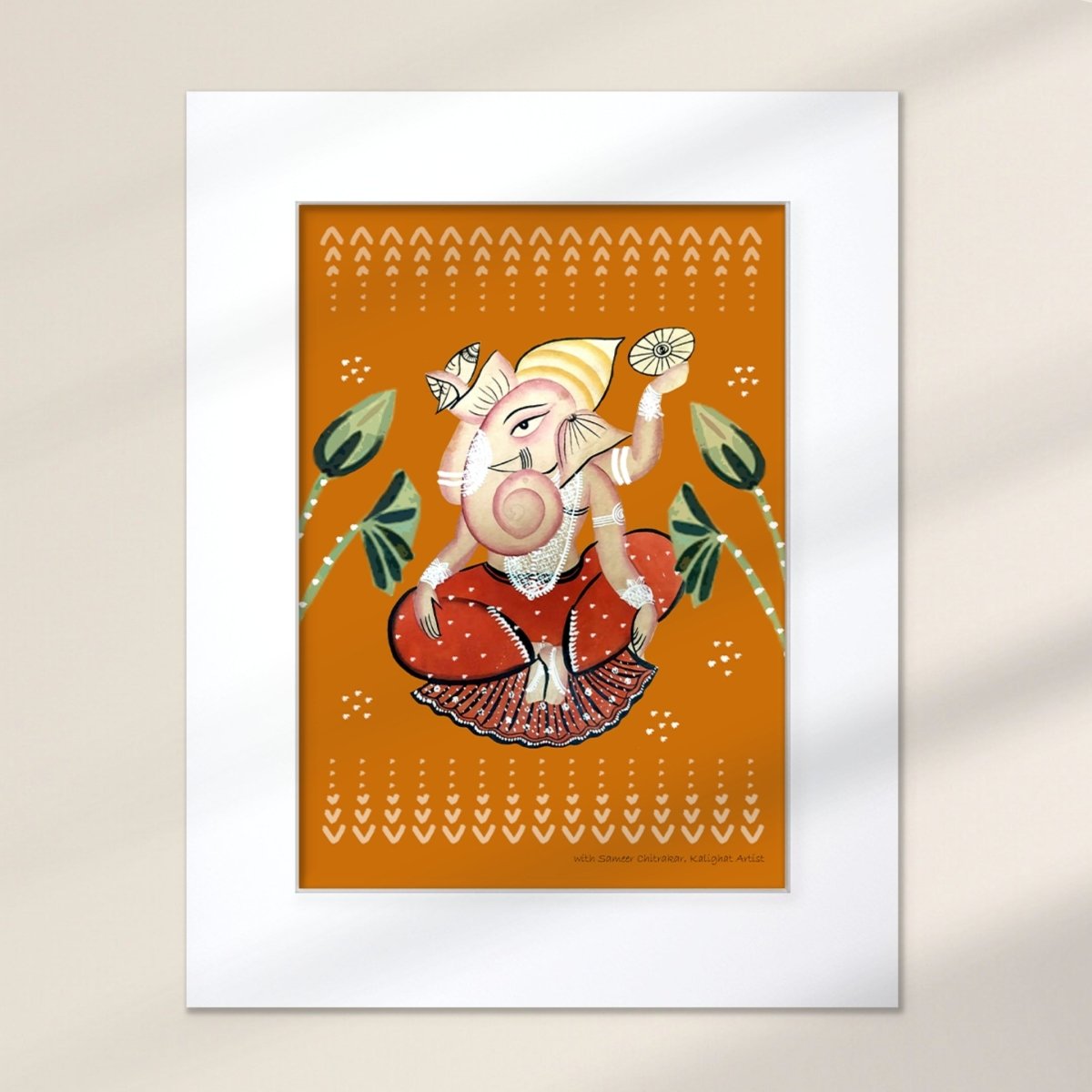 Festive Kalighat Wall Painting Of Ganesha