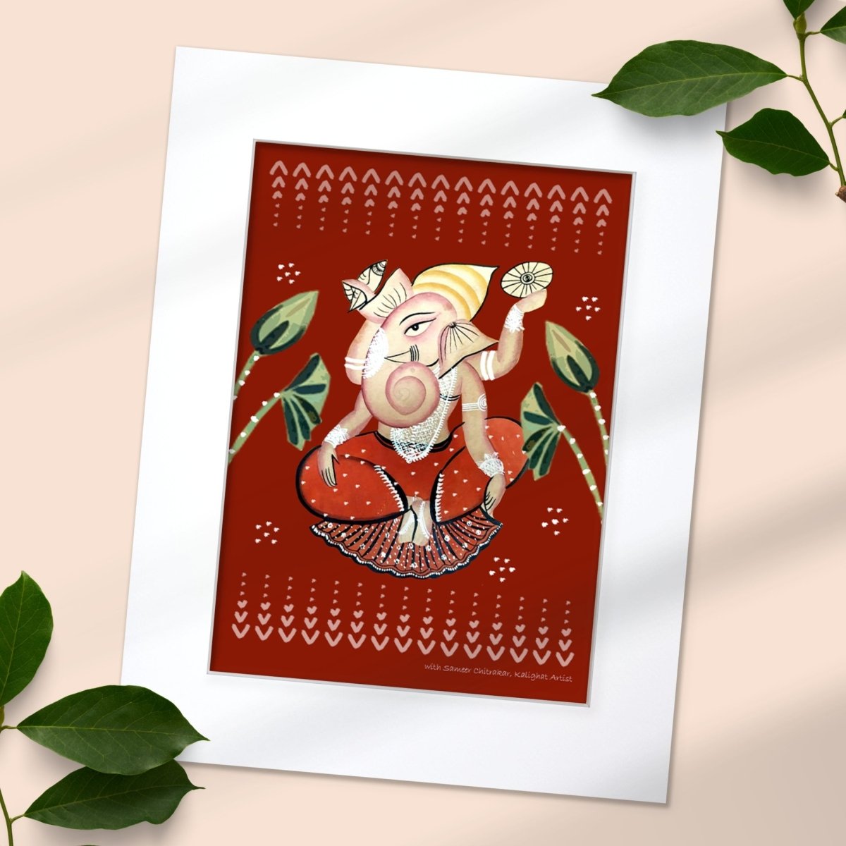 Festive Kalighat Wall Painting Of Ganesha