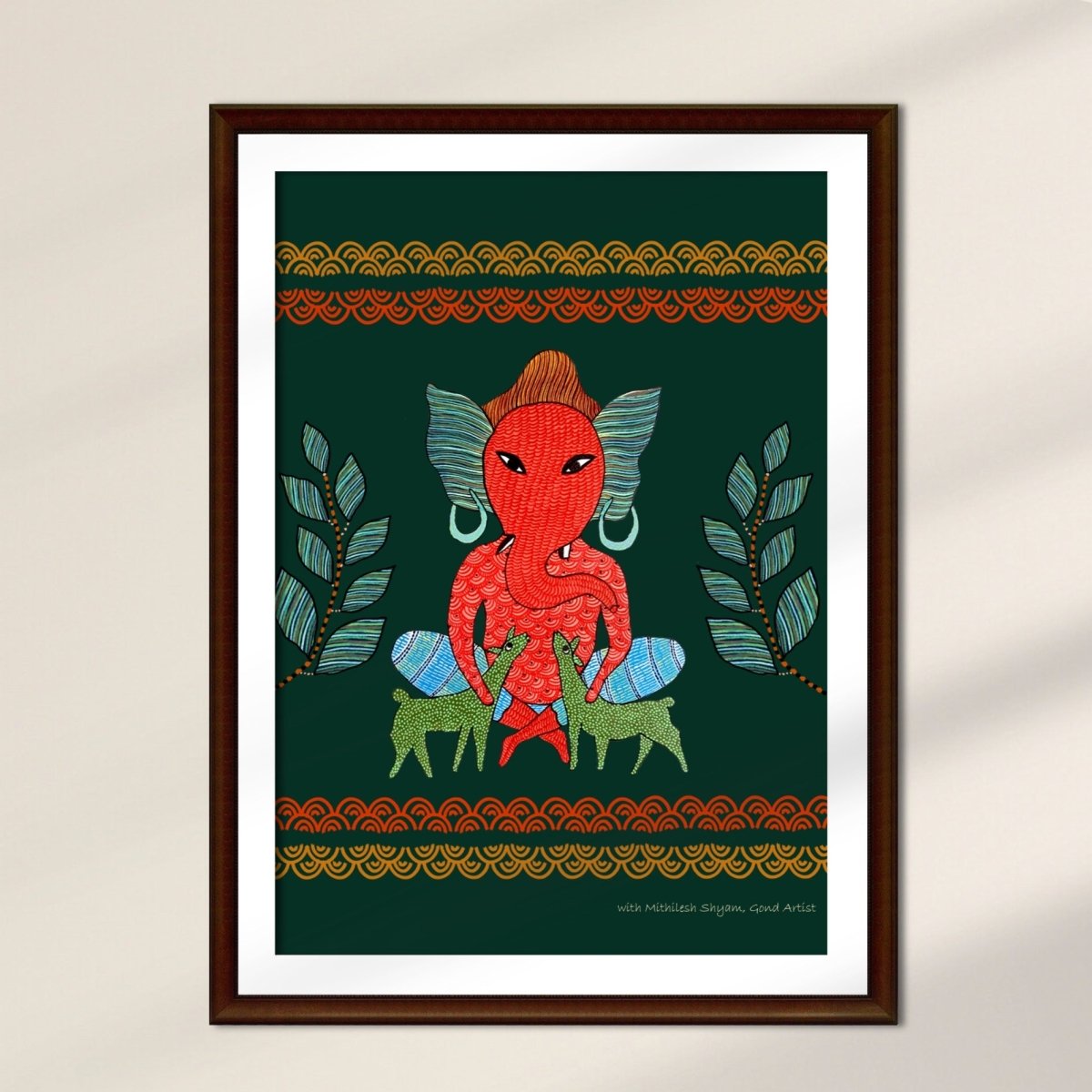 Gond Wall Art Painting Of Forest Ganesha