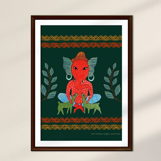 Gond Wall Art Painting Of Forest Ganesha
