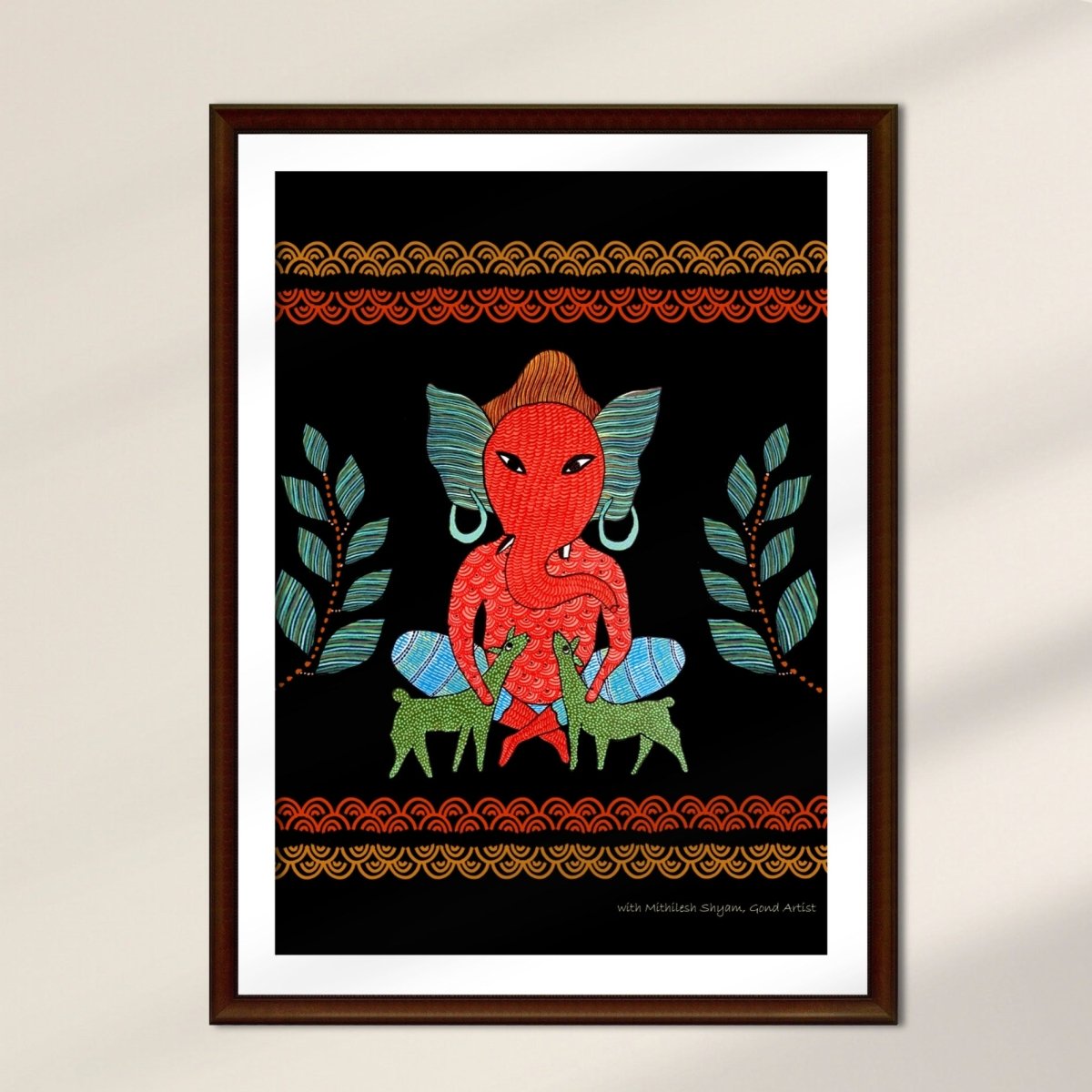 Gond Wall Art Painting Of Forest Ganesha