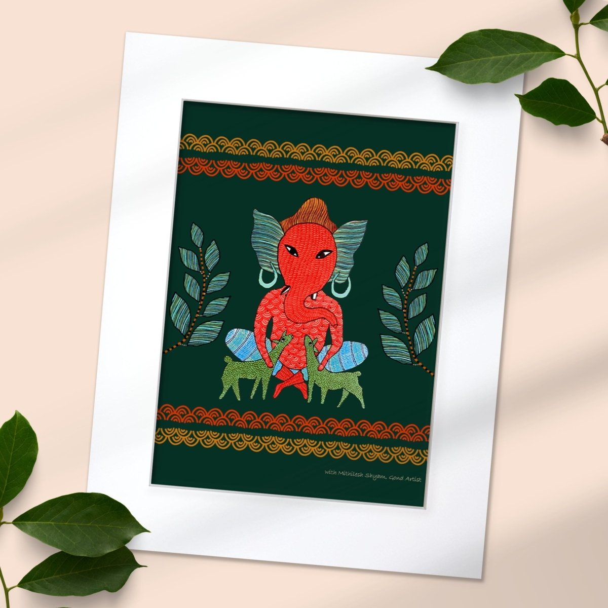 Gond Wall Art Painting Of Forest Ganesha