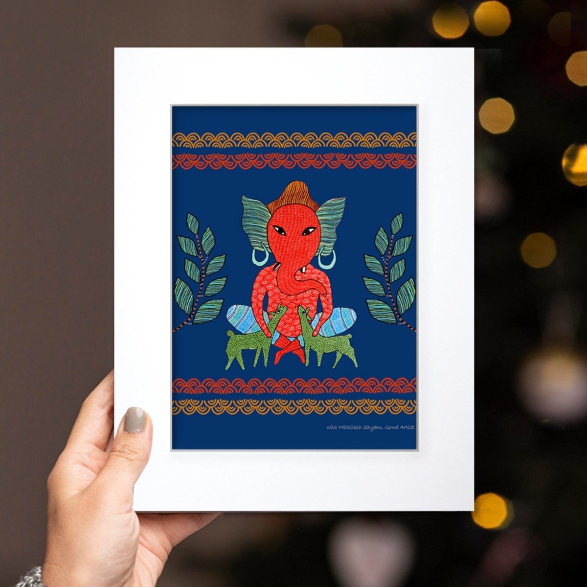 Gond Wall Art Painting Of Forest Ganesha