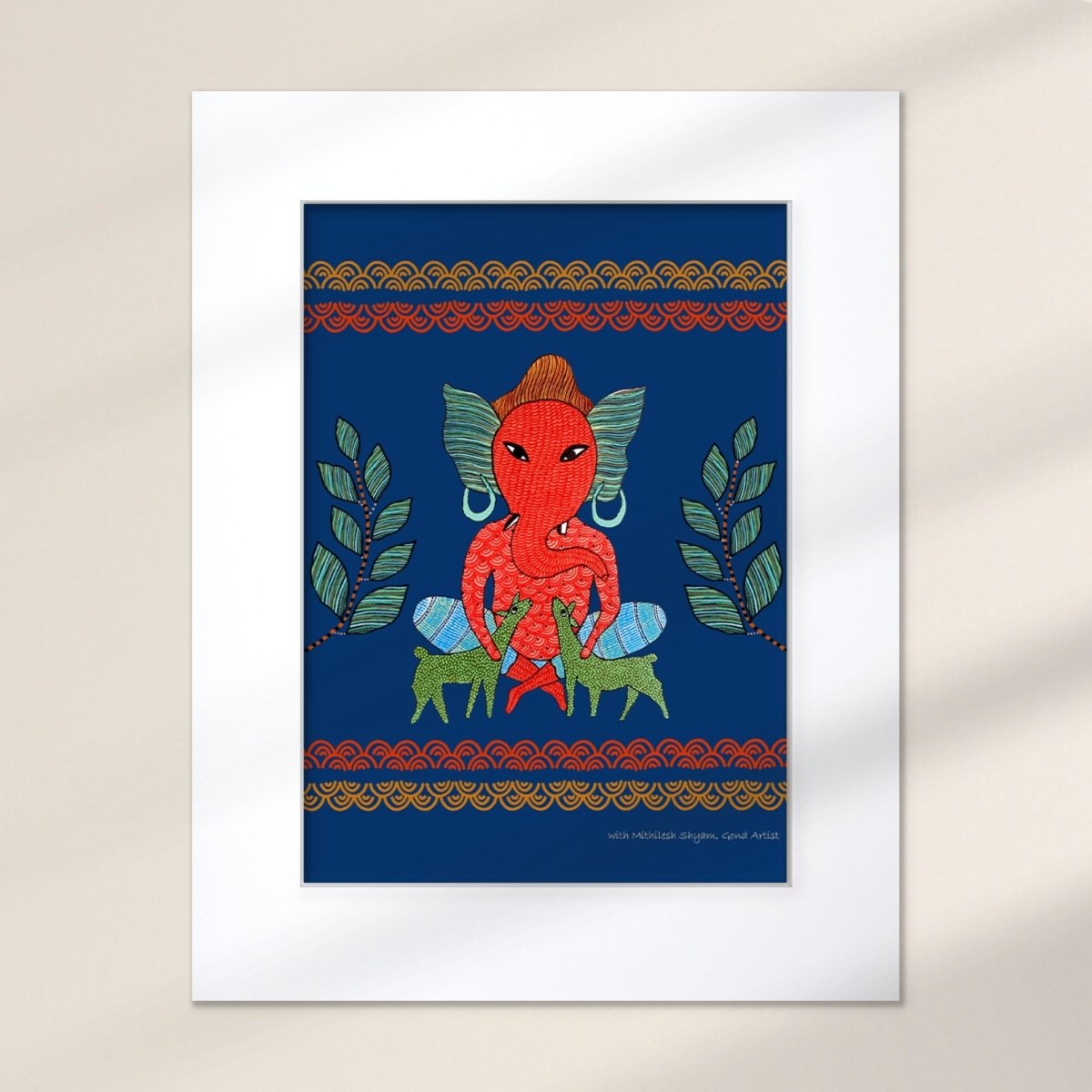 Gond Wall Art Painting Of Forest Ganesha
