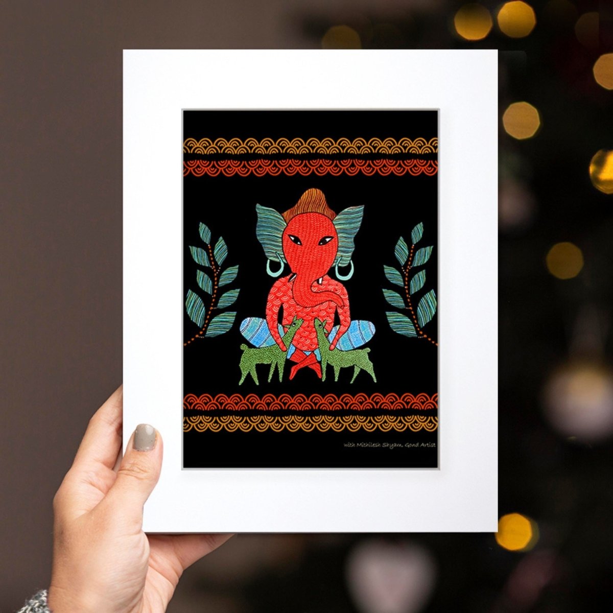 Gond Wall Art Painting Of Forest Ganesha