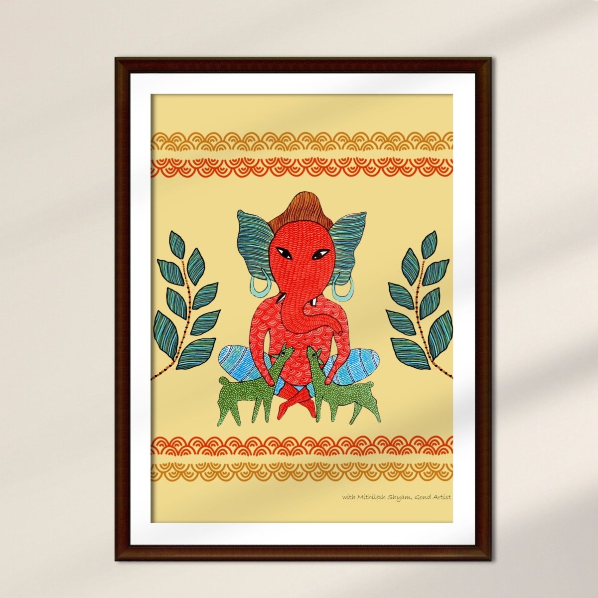 Gond Wall Art Painting Of Forest Ganesha