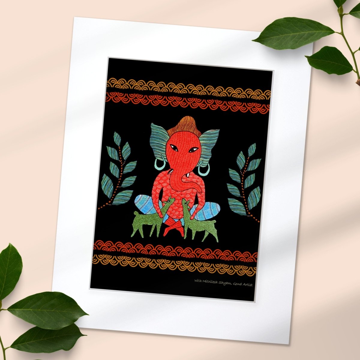 Gond Wall Art Painting Of Forest Ganesha