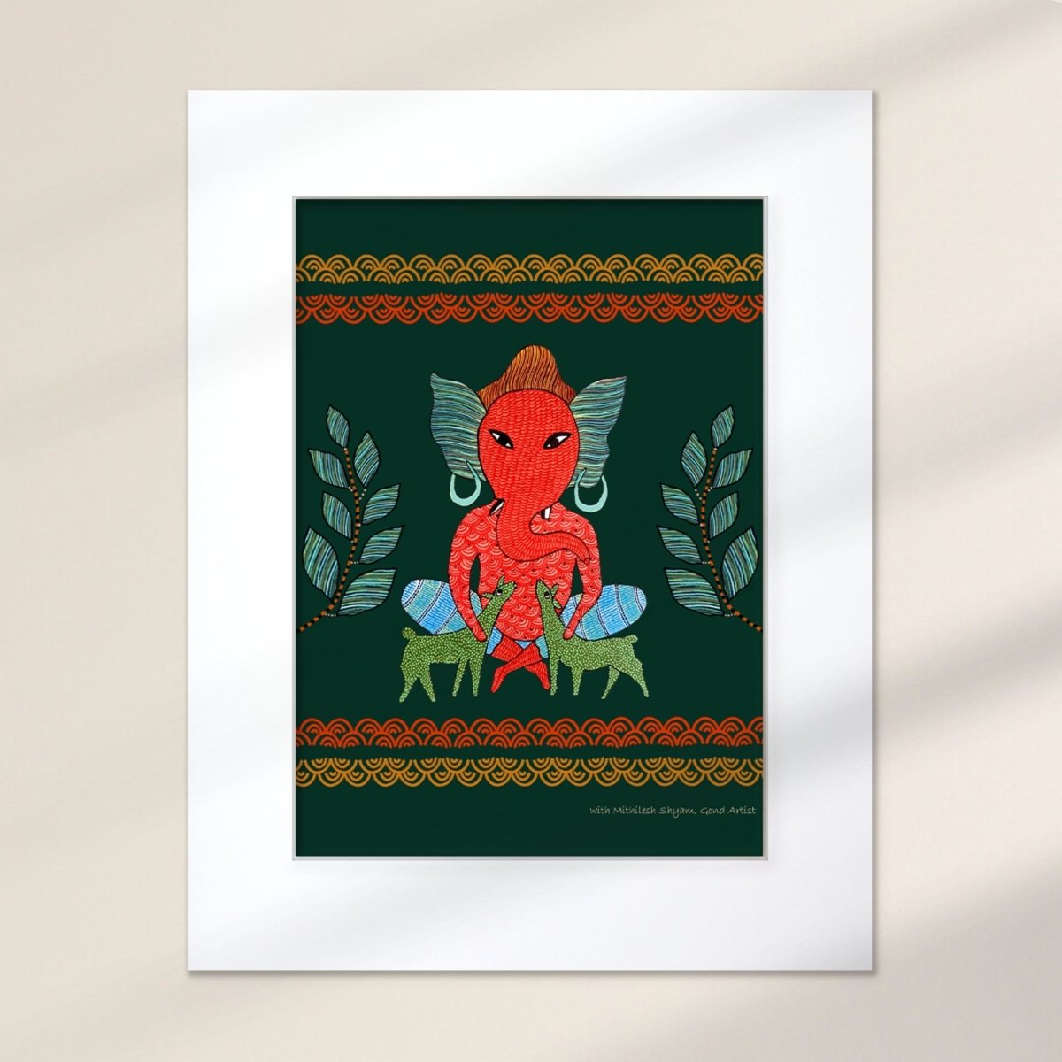 Gond Wall Art Painting Of Forest Ganesha