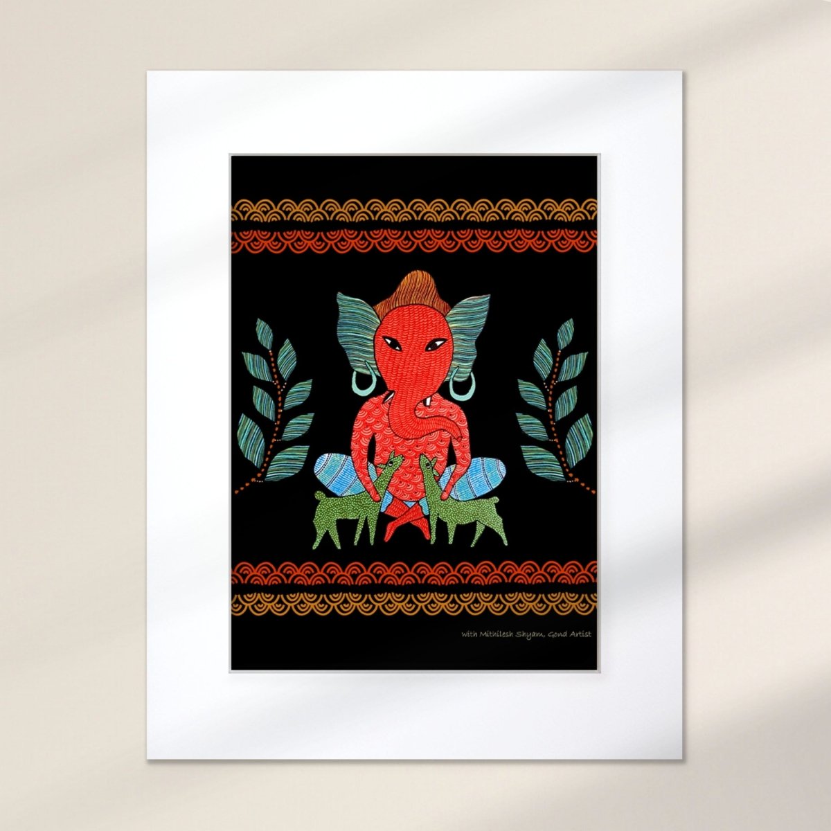 Gond Wall Art Painting Of Forest Ganesha