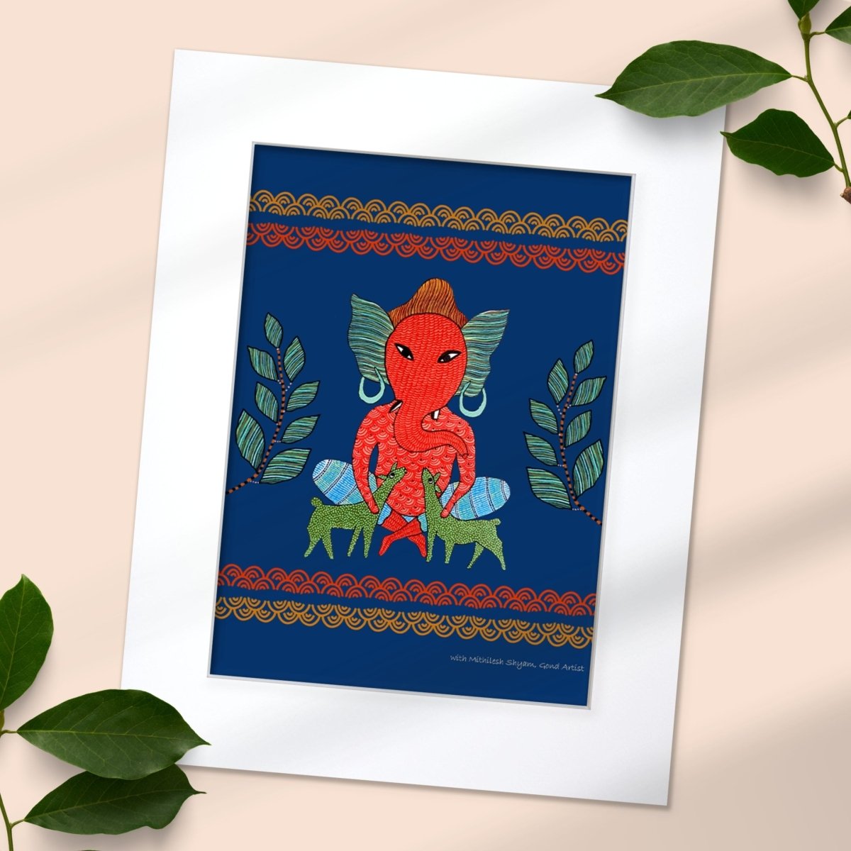 Gond Wall Art Painting Of Forest Ganesha