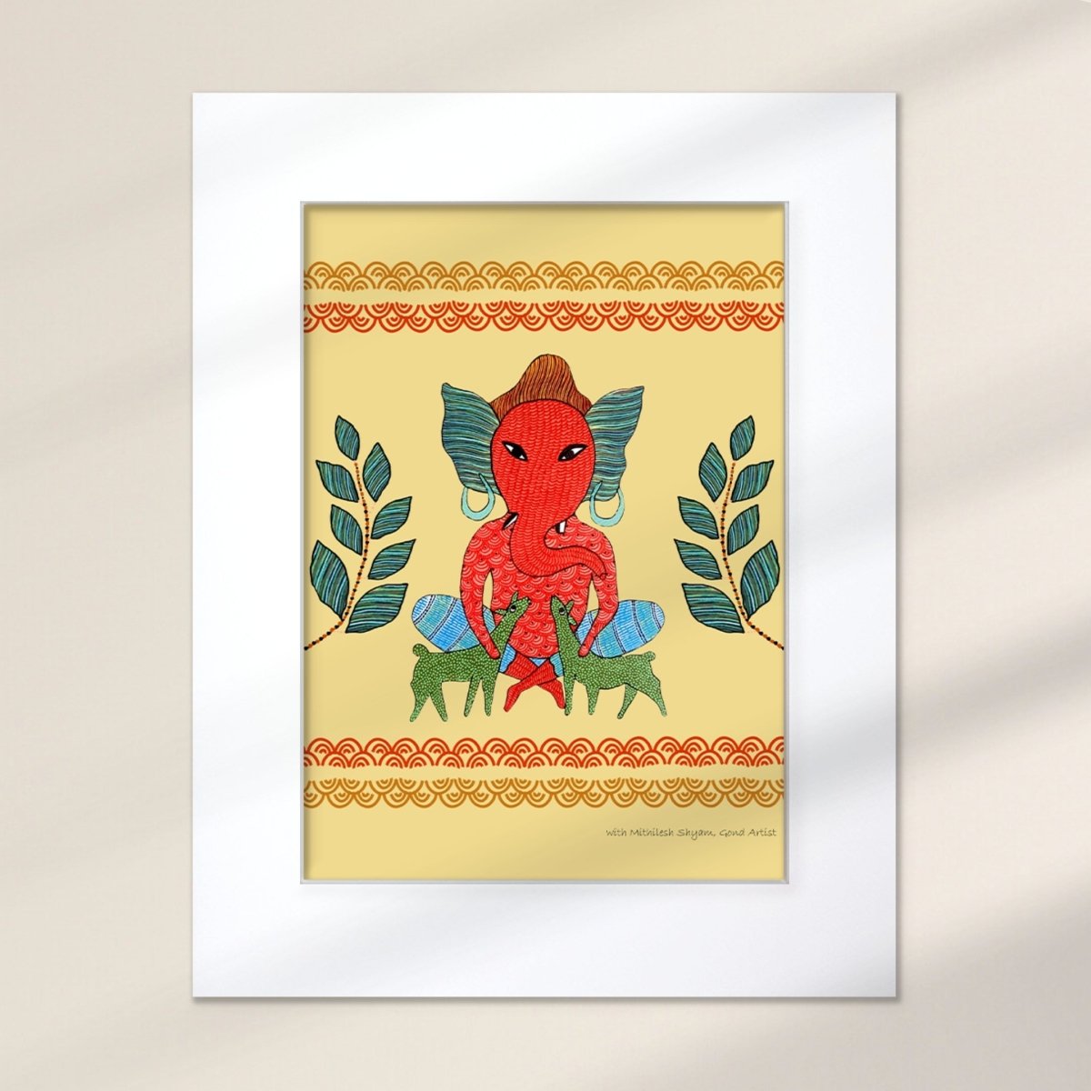Gond Wall Art Painting Of Forest Ganesha