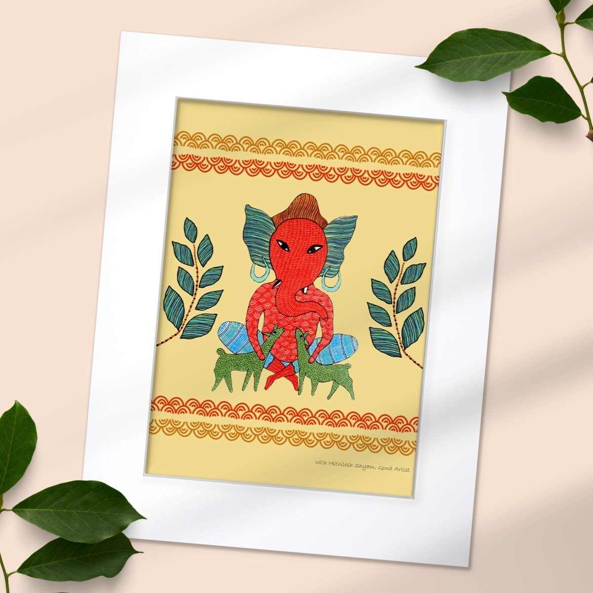 Gond Wall Art Painting Of Forest Ganesha