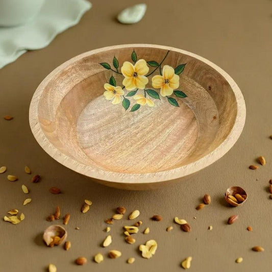 Hand Painted Wooden Bowl Handcrafted from Mango Wood - Eco Friendly Tableware